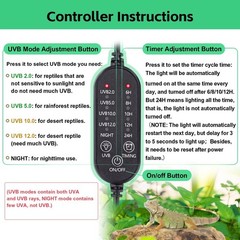 UVB Light for Reptiles, UVA UVB Reptile Light Fixture with Timer LED UVB Bulb…