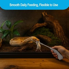 Duedusto Snake Feeding Tongs, 16 Inch Reptile Ball Python Grey