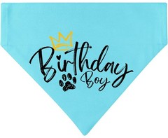 Adjustable Reversible Dog Birthday Boy Bandana Collar, Premium Durable Double…