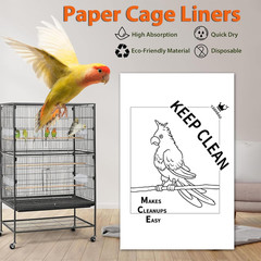 Bird Cage Liners, Bird Cage Paper Liners, 50Pcs Disposable Cage Liners, Pre-Cut