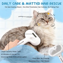 Fresh Fur Shower Brush,3 in 1 Pet Steam Brush,Spray Hair Removal Comb for Cat…