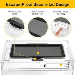 Durable Reptile Tank Starter Kit – 7pc Polycarbonate Habitat, Lock Lid, Hygro…