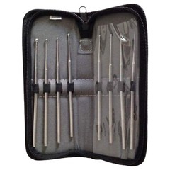 8 Piece Ball Tipped Snake Gender Probe Set Stainless Steel in Leather Case