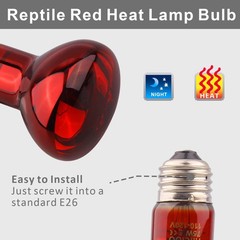 Reptile Red Night Light Bulb – 75W Reptile Heat Lamp Bulb Infrared Basking Spot