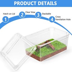 6 Pack Mini Jumping Spider Enclosures, Portable Breeding Box, Clear Plastic