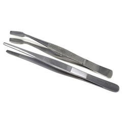 A2Z-2 Pcs Flat Tip Blunt Serrated Tip Tweezers Feeding Tongs Stainless Steel …