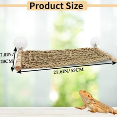 OOXYG Bearded Dragon Hammock for Window, 21.6 x 7.8 in Natural Seagrass Beard…
