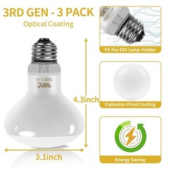 New Upgrade 3 Pack 100W Reptile Heat Lamp Bulb (3nd Gen, Safer), Amphibian UV…