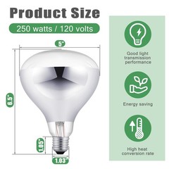 4 Pack 250W R40 Heat Lamp Bulbs – Incandescent Light for Reptiles, Chicks, Puppi