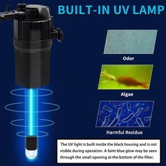 Aquarium Filter Fish Tank Filter with U-V Light, Submersible Aquarium Filter …