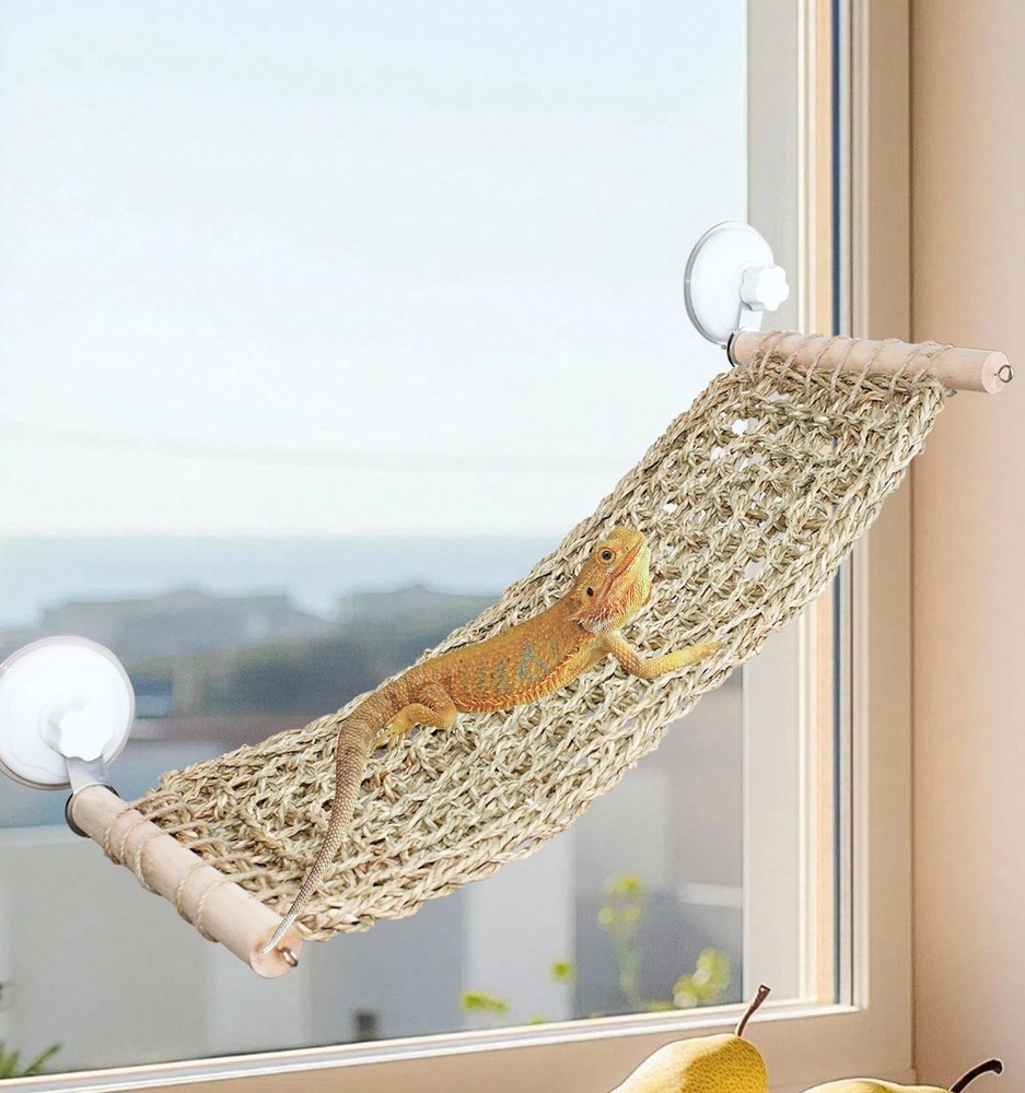OOXYG Bearded Dragon Hammock for Window, 21.6 x 7.8 in Natural Seagrass Beard…