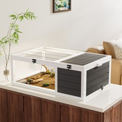39.5″ Wood Tortoise House Indoor Reptile Cage Habitat for Lizards Geckos