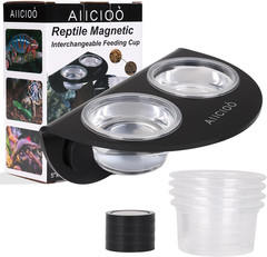 Gecko Feeder Ledge with 6 Pack Plastic Bowls Crested Gecko Food Dish Strong Magn