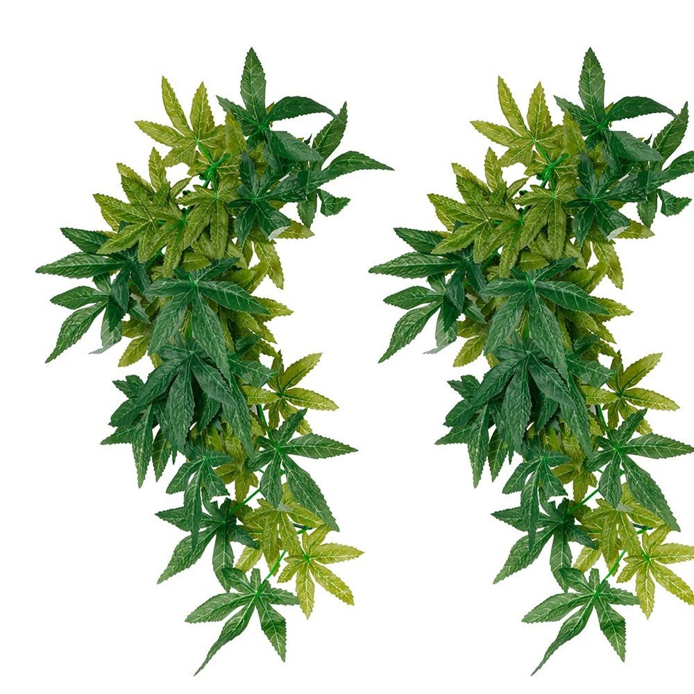 2 Pack Reptile Silk Plants with Suction Cups – Realistic Climbing Vines & Gra…