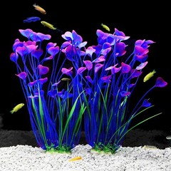 Artificial Aquarium Plants, Purple, 16 inch, 2 Pack | Plastic, Fish Tank Deco…