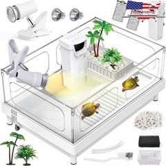 Complete Starter Kit Small Reptiles Turtle Tank UVB Lamp Filter Included White