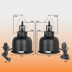 5.5 Inch Reptile Light Fixture with Dimming/Separate Switches, 2 Packs Deep Dome