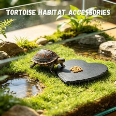 Reptile Basking Platform, 8″ x 7.8″ Tortoise Habitat Accessories Rock Plate, …