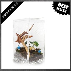 Acrylic Reptile Terrarium 4.7×4.7×7.8 Inch Small Enclosure Habitat with