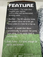 Reptile Water Drinking Fountain w/CI Filtration, Bad Stuff Filter Auto Shut READ