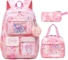 Alrisg Girls Backpack School Bag Kids 17 Inch Purple