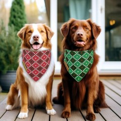 Christmas Dog Bandanas 2 Pack 4 Pattern Reversible Adjustable Winter Holiday …