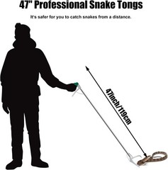 Professional 47″ Snake Tongs – Heavy Duty Reptile Grabber with Non-Slip Grip
