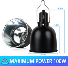 Reptile Light Fixture, 5.5 Inch Optical Reflection Deep Dome Heat Lamp Fixture,