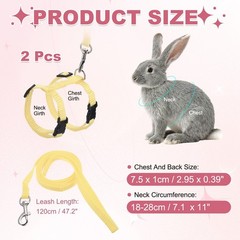 Rabbit Harness and Leash, Small Animal Harness( 2Pcs, Beige)