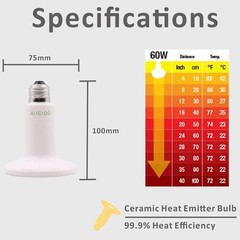 Long-Lasting 60W Infrared Heat Lamp – Perfect for Reptiles & Animal Comfort