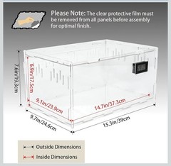 BETAZOOER Reptile Terrarium Tank Acrylic Reptile Feeding Box with Hygrometer