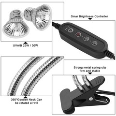 Reptile Heat Lamp, Dual-Head UVA UVB Reptile Light, Heating Lamp with Cycle T…