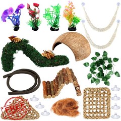 Fiwochic Hermit Crab Accessories 14 Pcs Coconut Shell Hideout Climb
