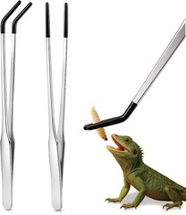 2 Pack Extra Long Stainless Steel Reptile Feeding Tongs with Rubber Tip – 10.6″