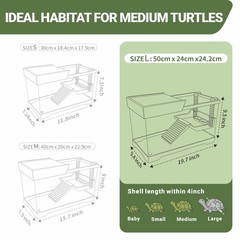 GOZILLA Aquatic Turtle Tank+Lamp+Filter Kit, Upgrade PC Turtle Tank Kit with …