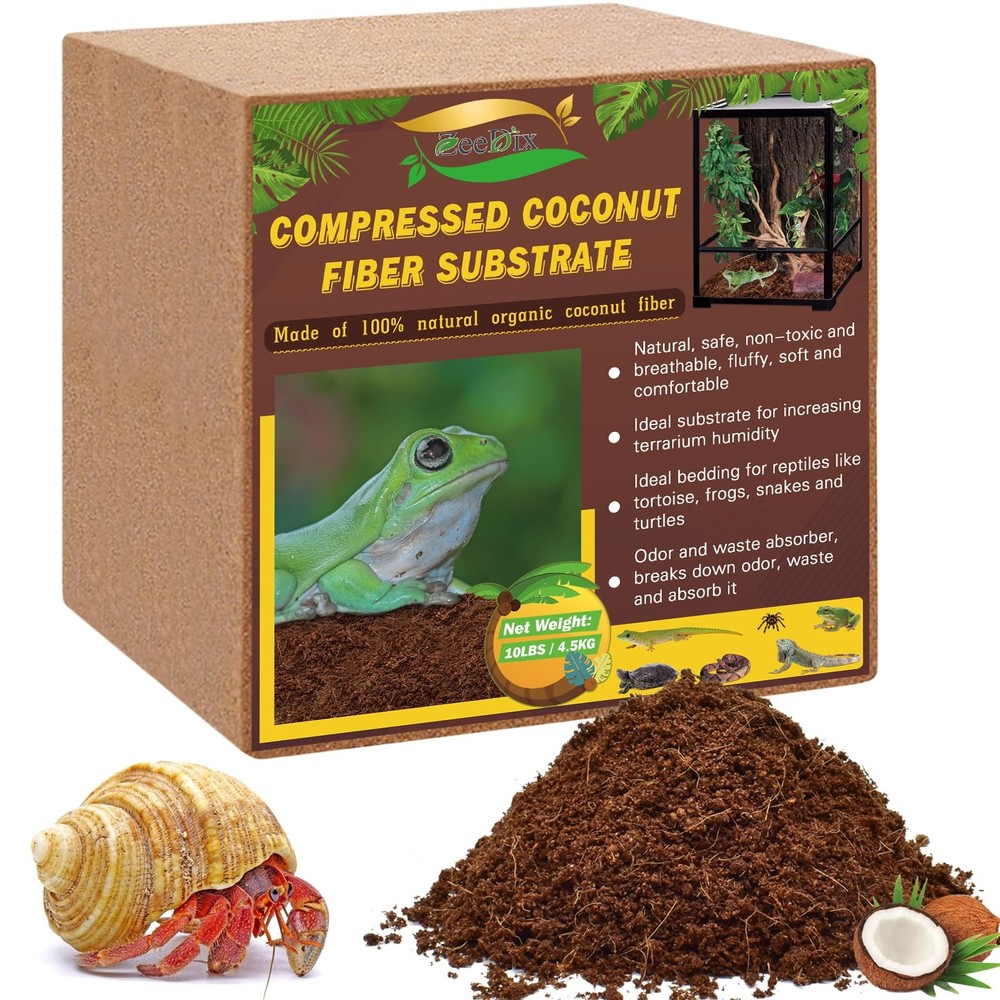 10LB Compressed Coconut Fiber Substrate, 100% Organic Coco Coir Fiber Brick H…