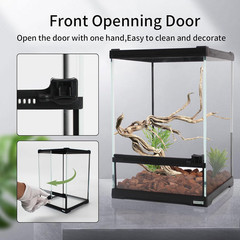 Mini Reptile Glass Terrarium Tank 8″*8″*10″ Full View with Front Opening Door,Am