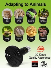 Durable 75W Black Ceramic Heat Lamp Set for Reptiles with Digital Thermometer