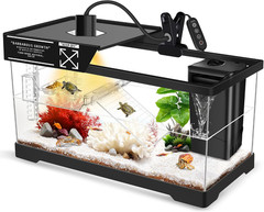 Aquatic Turtle Tank+Lamp+Filter Kit, Upgrade PC Turtle Tank Kit with Adjustable