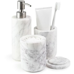 Cork & Mill Marble Bathroom Accessories Set, Solid Natural Marble, Complete V…