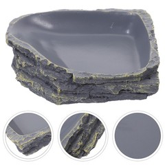 1Pcs Durable Reptile Feeding Bowl Resin Food Water Dish for Crawling Pets Grey