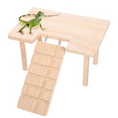 Reptiles Hideout Wooden with Climbing Ramp Bearded Dragon Hide Cave Wood Aqua