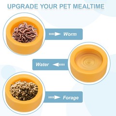 Reptile Food Bowl Worm Water Dish Ceramic Pet Bowl Small 4″ Clay 2 Pack