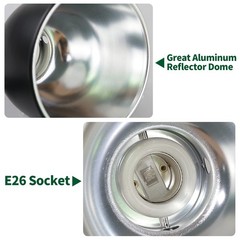 Reptile Light Fixture 5.5 Inch Aluminum Deep Dome Heat Lamp Holder UVB