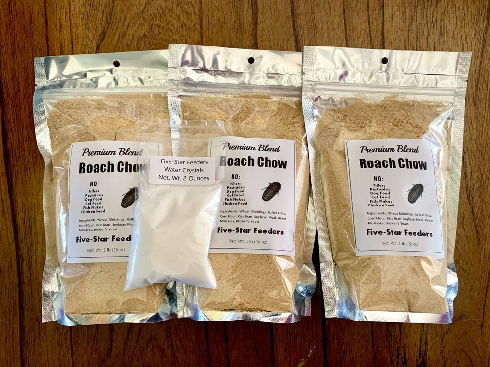 3 lb. Roach/Cricket Chow and 2 oz. Water Crystals Combo Fast Shipping!!