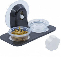Crested Gecko Feeding Ledge [Non-Suction Cup], with 30 Pcs 0.5Oz Food Cups, Rep