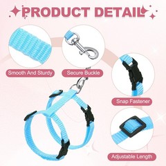 Rabbit Harness and Leash, Small Animal Harness( 2Pcs, Pink/Sky Blue)