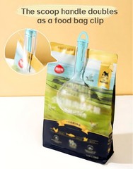 Cuchara multiusos comida mascotas: cuchara comida perros y gatos con clip bolsa.