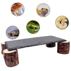 Bearded Dragon Reptile Basking Platform Slate Rock Wooden Pile Habitat Accessory