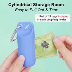 Dog Poop Bag Dispenser for Leash, 2 Pack Silicone Doggie Poop Bag Holder with…